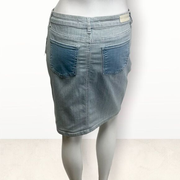 Buffalo Mixed  Print Patchwork Denim Vertical Striped‎  70s Look Skirt Sz 4 NWT - Picture 5 of 7